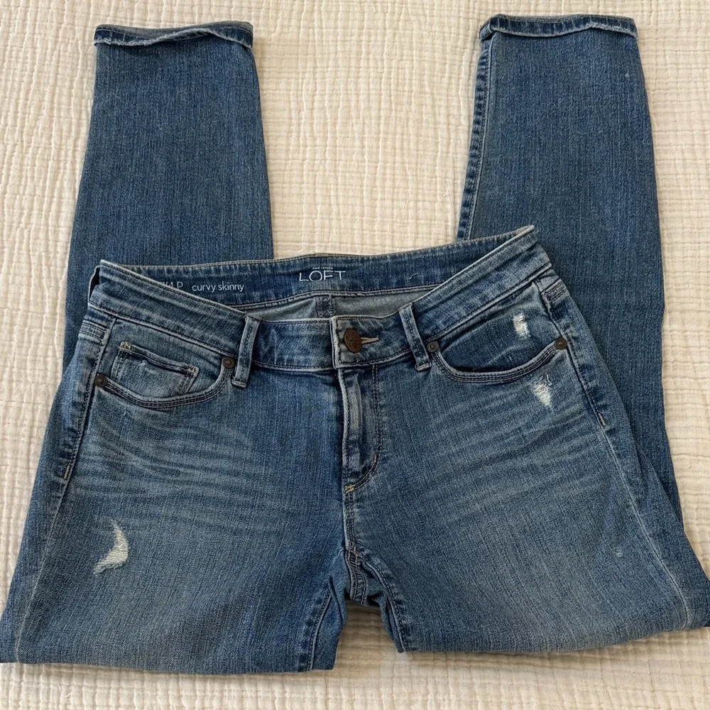 LOFT Skinny Mid-Rise Blue Jeans - Picture 2 of 2